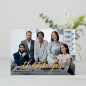 Elegant script Bedankt Team Photo Business Folie Feestdagenkaart (Staand Voorkant)