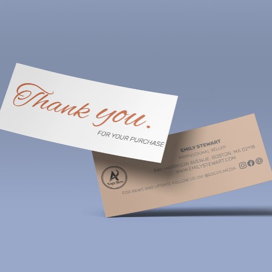 Elegant Script Bedankt voor uw bestelling Small Br Mini Visitekaartjes