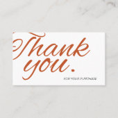 Elegant Script Bedankt voor uw bestelling Small Br Visitekaartje (Voorkant)