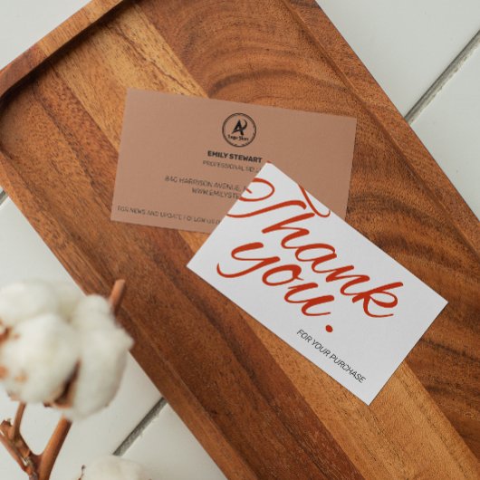 Elegant Script Bedankt voor uw bestelling Small Br Visitekaartje