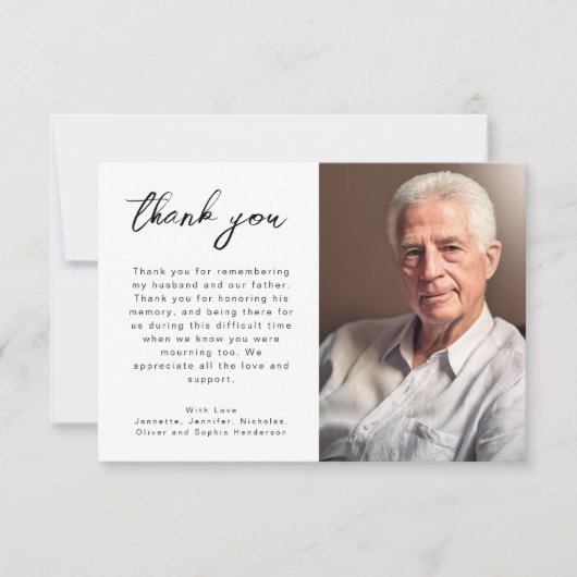 Elegant script begrafenisfoto bedankkaart (Voorkant)