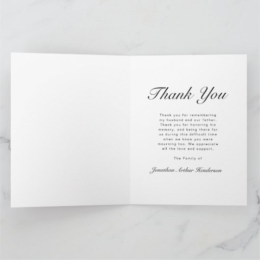 Elegant script begrafenisfoto bedankkaart (Binnen)