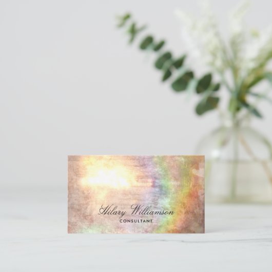 Elegant Script beige Holografen textuur. Visitekaartje (Staand voorkant)