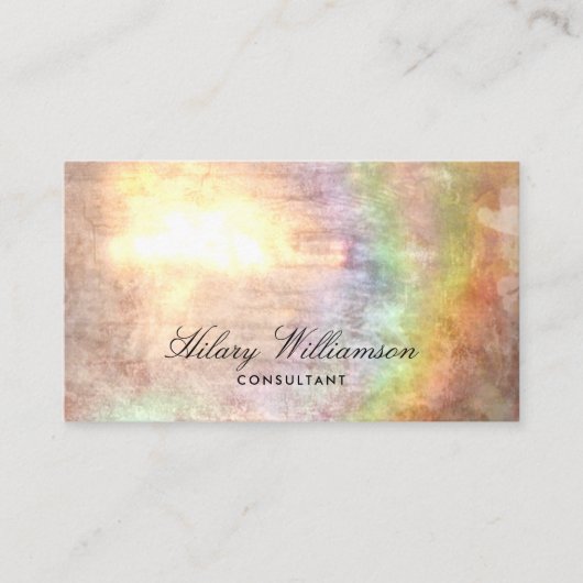 Elegant Script beige Holografen textuur. Visitekaartje (Voorkant)