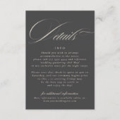 Elegant script beige houtskool formeel de bruiloft informatiekaartje (Voorkant)