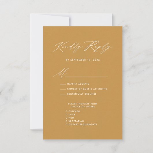 Elegant Script Beige Minimalistisch Chique Bruilof RSVP Kaartje (Voorkant)