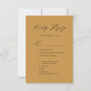 Elegant Script Beige Minimalistisch Chique Bruilof RSVP Kaartje