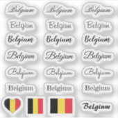 Elegant script Belgium & Belgische vlag /name set Sticker (Voorkant)