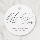 Elegant Script Beste dag ooit bruiloft Bedankjes Labels (Achterkant)