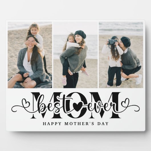 Elegant Script Beste Moeder Ooit 3 Foto Fotoplaat (Voorkant)