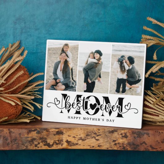 Elegant Script Beste Moeder Ooit 3 Foto Fotoplaat (Zijkant)