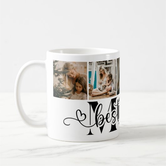 Elegant Script Beste Moeder Ooit 5 Fotocollage Koffiemok (Links)