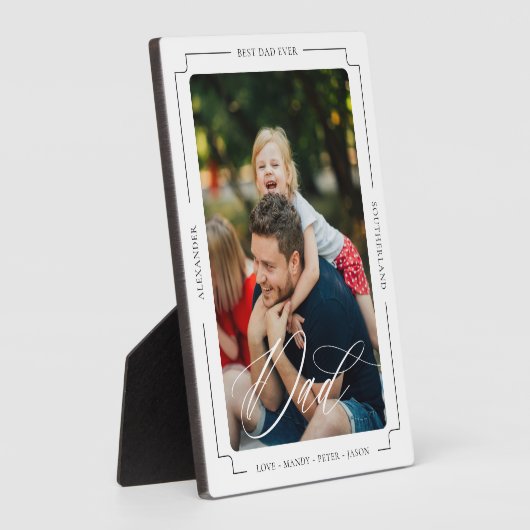 Elegant Script Beste papa ooit aangepaste foto aan Fotoplaat (Zijkant)