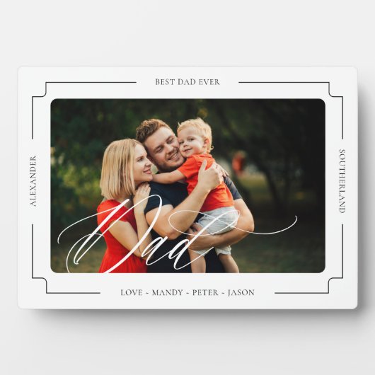 Elegant Script Beste papa ooit aangepaste foto aan Fotoplaat (voorkant)