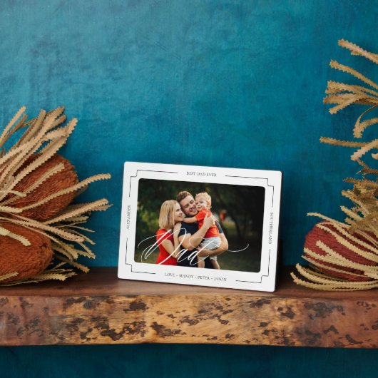 Elegant Script Beste papa ooit aangepaste foto aan Fotoplaat (Zijkant)