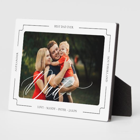 Elegant Script Beste papa ooit aangepaste foto aan Fotoplaat (Zijkant)