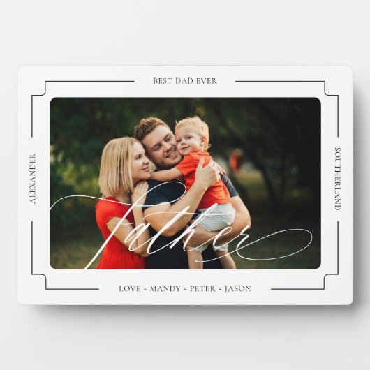 Elegant Script Beste vader ooit foto aandenken Fotoplaat (voorkant)