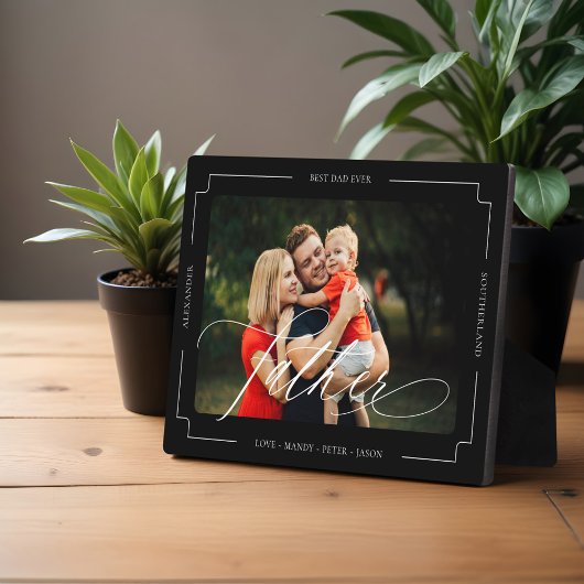 Elegant Script Beste vader ooit foto aandenken Fotoplaat
