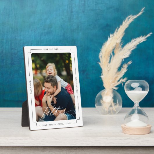 Elegant Script Beste vader ooit foto aandenken Fotoplaat (Zijkant)