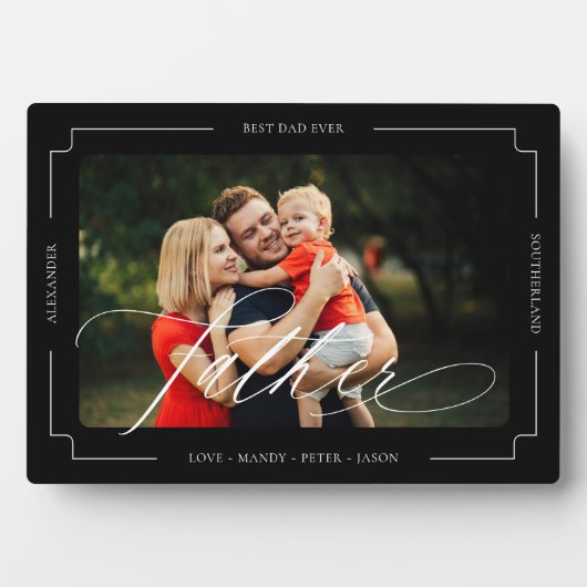 Elegant Script Beste vader ooit foto aandenken Fotoplaat (voorkant)