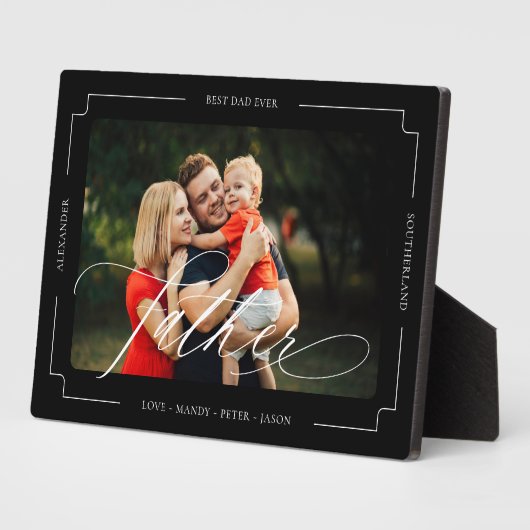 Elegant Script Beste vader ooit foto aandenken Fotoplaat (Zijkant)