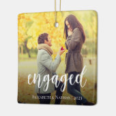 Elegant Script Betrokken Foto Kerstmis Keramisch Ornament (Links)