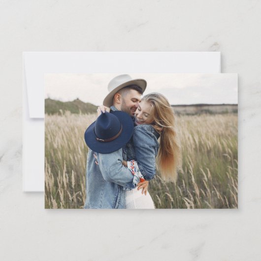 Elegant Script Bewaar de datum Foto Minimalistisch Save The Date (Achterkant)