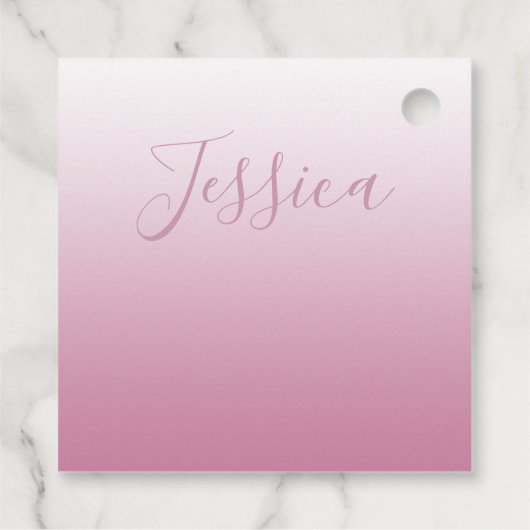 Elegant Script & bewerkbaar Roze (elke kleur) Ombr Bedankjes Labels (Achterkant)