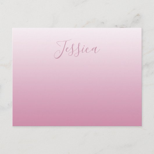 Elegant Script & bewerkbaar Roze (elke kleur) Ombr Briefkaart (Voorkant)