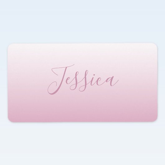 Elegant Script & bewerkbaar Roze (elke kleur) Ombr Etiket