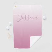 Elegant Script & bewerkbaar Roze (elke kleur) Ombr Golfhanddoek (Insitu)