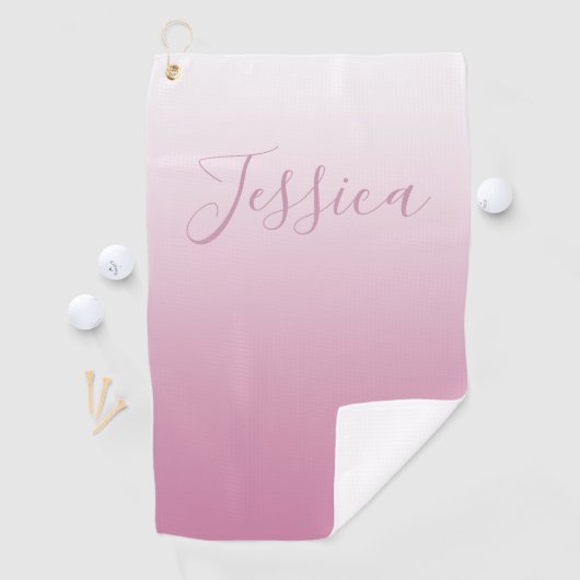Elegant Script & bewerkbaar Roze (elke kleur) Ombr Golfhanddoek (Insitu)