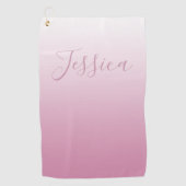 Elegant Script & bewerkbaar Roze (elke kleur) Ombr Golfhanddoek (Voorkant)