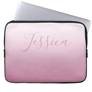 Elegant Script & bewerkbaar Roze (elke kleur) Ombr Laptop Sleeve