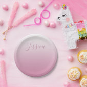 Elegant Script & bewerkbaar Roze (elke kleur) Ombr Papieren Bordje (Feest)