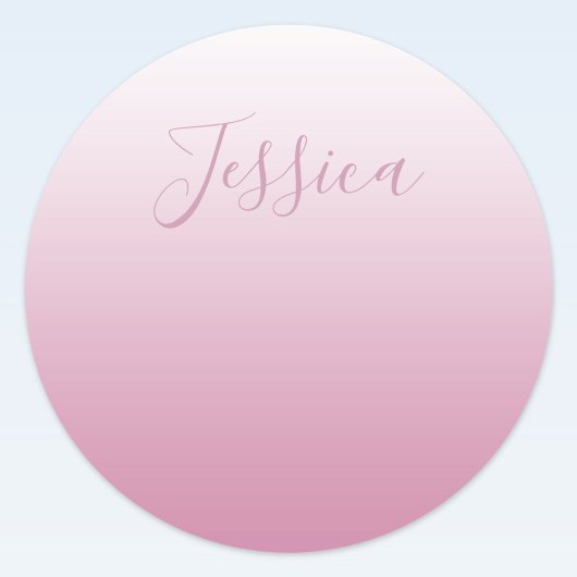 Elegant Script & bewerkbaar Roze (elke kleur) Ombr Ronde Sticker