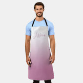 Elegant Script & bewerkbaar Roze (elke kleur) Ombr Schort (Gedragen)