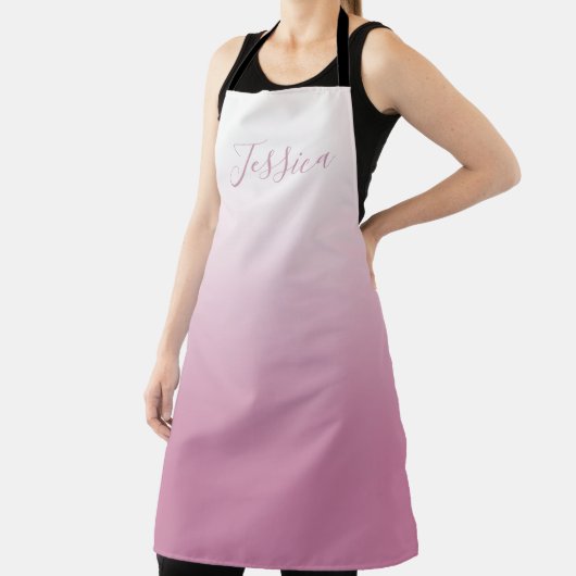 Elegant Script & bewerkbaar Roze (elke kleur) Ombr Schort (Insitu)