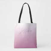 Elegant Script & bewerkbaar Roze (elke kleur) Ombr Tote Bag (Voorkant)