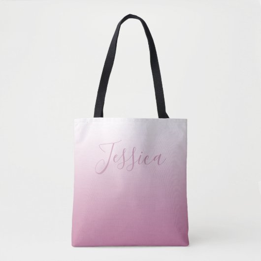 Elegant Script & bewerkbaar Roze (elke kleur) Ombr Tote Bag (Voorkant)