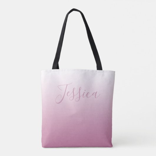 Elegant Script & bewerkbaar Roze (elke kleur) Ombr Tote Bag (Achterkant)