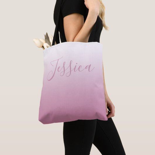 Elegant Script & bewerkbaar Roze (elke kleur) Ombr Tote Bag (Dichtbij)