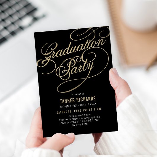 Elegant Script BEWERKBARE KLEUR Afstudeeruitnodigi Kaart