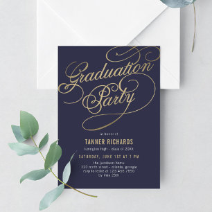 Elegant Script BEWERKBARE KLEUR Afstudeeruitnodigi Kaart