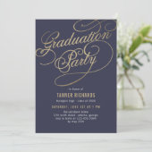 Elegant Script BEWERKBARE KLEUR Afstudeeruitnodigi Kaart (Staand voorkant)