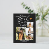 Elegant Script Black 4 Photo Afstuderen Hartelijk  Briefkaart (Staand voorkant)