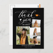 Elegant Script Black 4 Photo Afstuderen Hartelijk  Briefkaart (Voorkant / Achterkant)