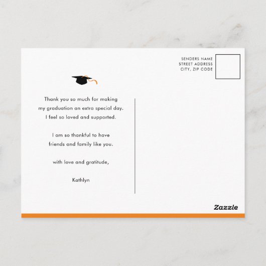 Elegant Script Black 4 Photo Afstuderen Hartelijk  Briefkaart (Achterkant)