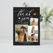 Elegant Script Black 4 Photo Afstuderen Hartelijk Kaart (Staand voorkant)