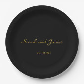 Elegant Script Black and Gold Wedding Party Papieren Bordje (Voorkant)